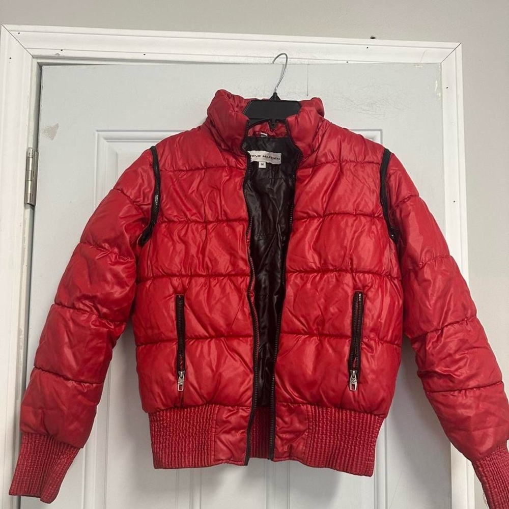 Steve Madden Red and Black Puffer Jacket